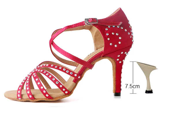 Sandales Satin Rouge Strass
