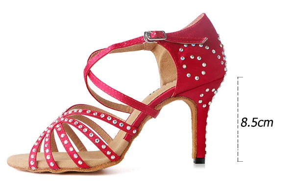Sandales Satin Rouge Strass