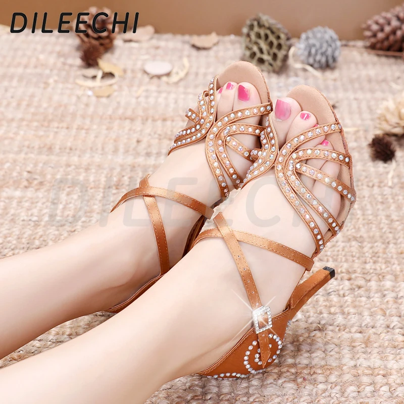 Sandales Satin Rouge Strass