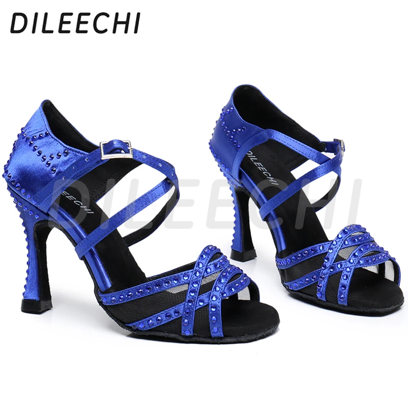 S6b0f7d3053094d98992dd102763b0643X.webp Chaussure de danse Satin Bleu