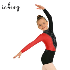 Girls Gymnastics Leotard Kids Sparkle 3 Piece Dance Leotard Shiny Rhinestones Jersey Athletic Tumbling Outfits